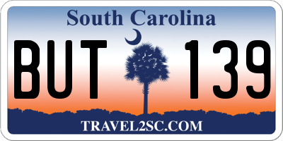 SC license plate BUT139
