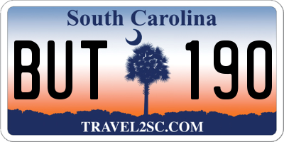 SC license plate BUT190