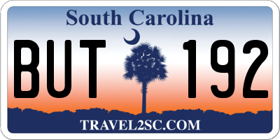 SC license plate BUT192