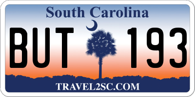 SC license plate BUT193