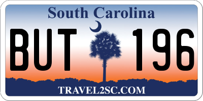 SC license plate BUT196