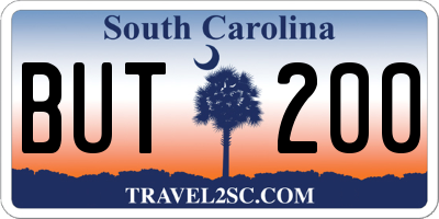 SC license plate BUT200