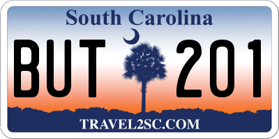 SC license plate BUT201