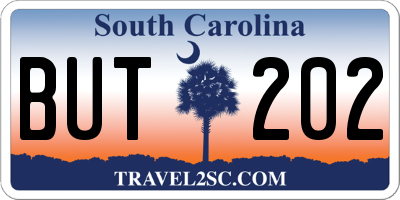 SC license plate BUT202