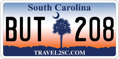 SC license plate BUT208