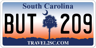 SC license plate BUT209