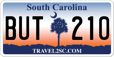 SC license plate BUT210