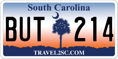 SC license plate BUT214