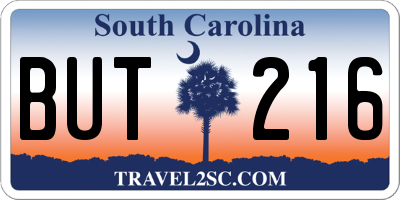 SC license plate BUT216