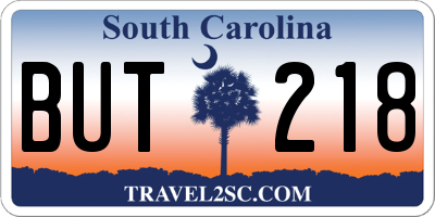 SC license plate BUT218