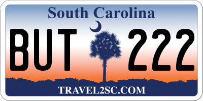 SC license plate BUT222