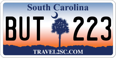 SC license plate BUT223