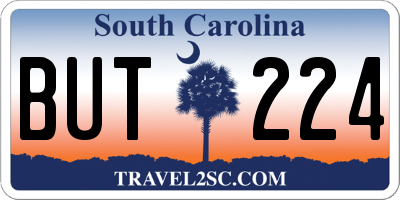 SC license plate BUT224