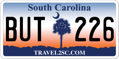 SC license plate BUT226