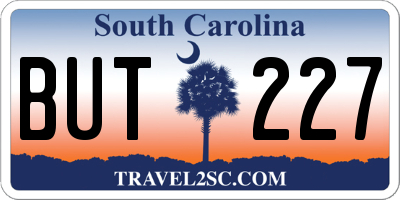 SC license plate BUT227