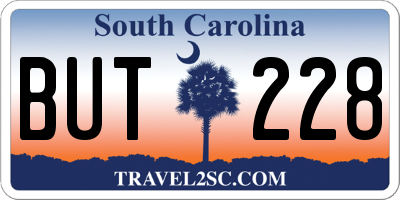 SC license plate BUT228