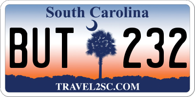SC license plate BUT232