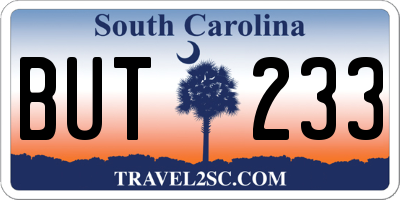 SC license plate BUT233