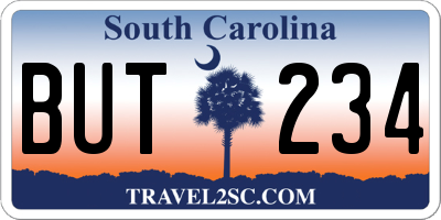SC license plate BUT234