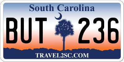 SC license plate BUT236