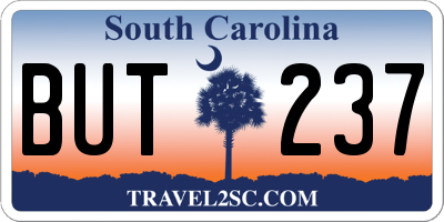 SC license plate BUT237