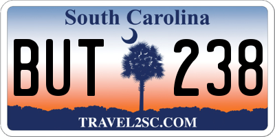SC license plate BUT238