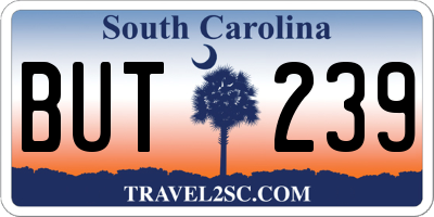 SC license plate BUT239