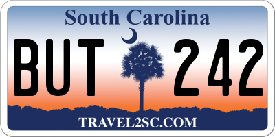SC license plate BUT242