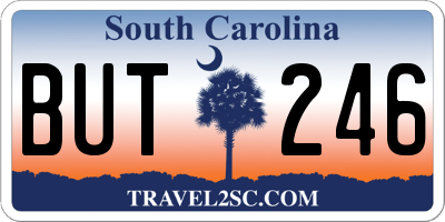 SC license plate BUT246