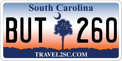 SC license plate BUT260