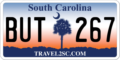 SC license plate BUT267