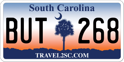 SC license plate BUT268