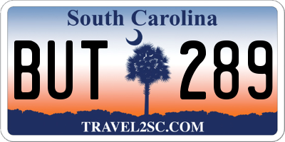SC license plate BUT289