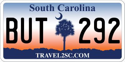 SC license plate BUT292