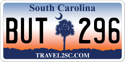 SC license plate BUT296