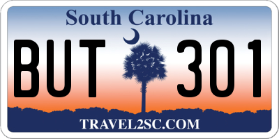 SC license plate BUT301