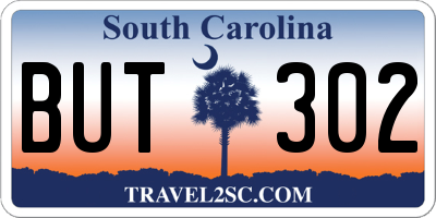 SC license plate BUT302