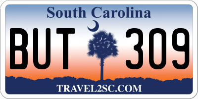 SC license plate BUT309
