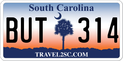 SC license plate BUT314