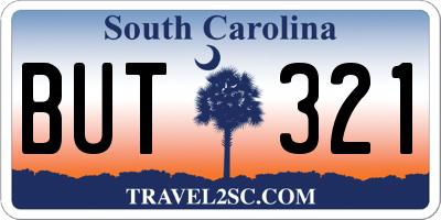 SC license plate BUT321