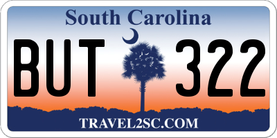 SC license plate BUT322