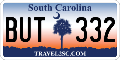 SC license plate BUT332