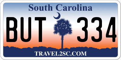 SC license plate BUT334