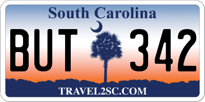 SC license plate BUT342
