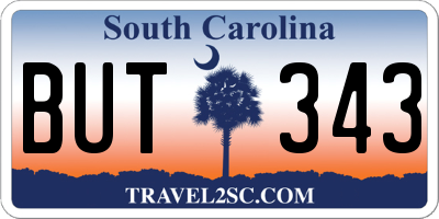 SC license plate BUT343