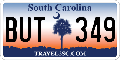 SC license plate BUT349