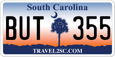 SC license plate BUT355