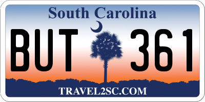 SC license plate BUT361