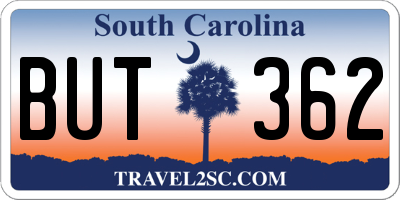 SC license plate BUT362