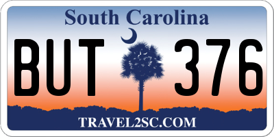 SC license plate BUT376